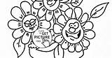 Coloring Funny Flowers Flower Cartoon sketch template