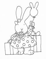 Birthday Bunny Happy Embroidery Pages Coloring Digi Stamps Dearie Dolls Colouring Unknown Pm Posted sketch template