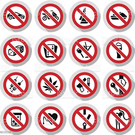 Set Prohibited Symbols On Paper Stickers Stock Illustration Download