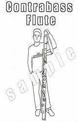 Flute Digital Coloring Pages Contra Bass sketch template