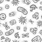 Viruses Bacterias Colorear Germs Microbios Bakterier Bacterial Doodle Microbe Disegno Bacteriological Vit Sömlös Modell Infection Illustrazioni Doodles Microbial Vectorial Batteri sketch template