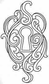 Keyhole Lock Tattoo Coloring Pages Key Designs Urban Drawing Colouring Tattoos Steampunk Outline Heart Embroidery Adult Patterns Threads Books Drawings sketch template