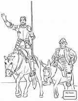 Sancho Panza Quixote Quijote Mancha Supercoloring Cervantes Miguel Asd4 Windmills sketch template