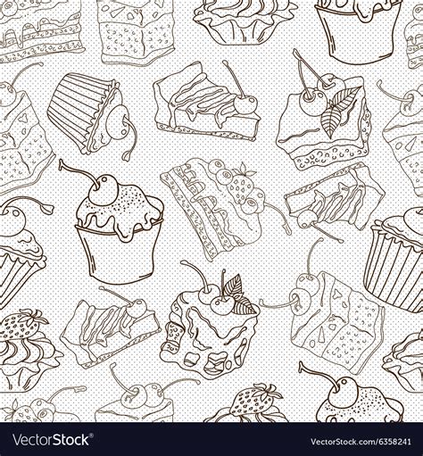 doodle cake seamless pattern background royalty  vector