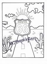 Coloring Route Pages 66 Rock Texas Desert Adult Book Highway Mineral Drawing Mexico Flag Arizona Print Rangers Oklahoma Star Printable sketch template