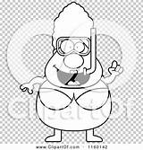 Snorkeler Granny Pudgy Idea Outlined Coloring Clipart Vector Cartoon Cory Thoman sketch template