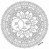 Coloring Moon Sun Pages Mandala Adult Printable Para Color Sheets Mandalas Therapy Colour Sol Colorir App Books Doodle Drawing Colortherapy sketch template