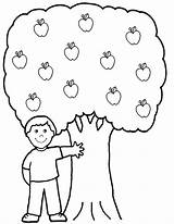 Tree Coloring Boy Apple Fruit His Kids Pages Getcolorings Printable sketch template