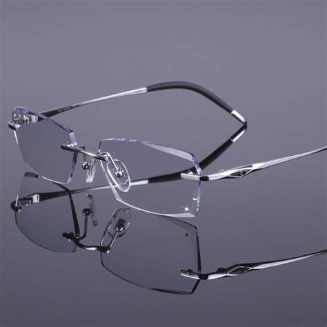 brand men pure titanium rimless eyeglasses frames brand myopia glasses