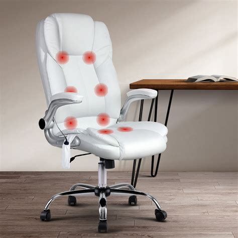 Pu Leather 8 Point Massage Office Chair White