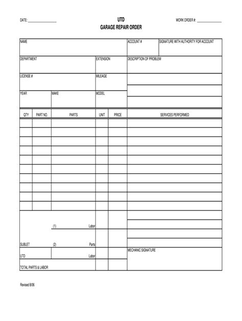 Repair Order Template Fill Out And Sign Printable Pdf Template Signnow