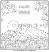 Fuji Coloring Mount Designlooter Tradition Outline Bird Landscape Flowers Drawing Japanese 72kb 470px sketch template