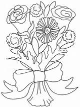 Bouquet Coloring Flower Pages Clipart Flowers Printable Wedding Color Carnation Rose Valentine Roses Colouring Clip Book Kids Doodle Cliparts Print sketch template