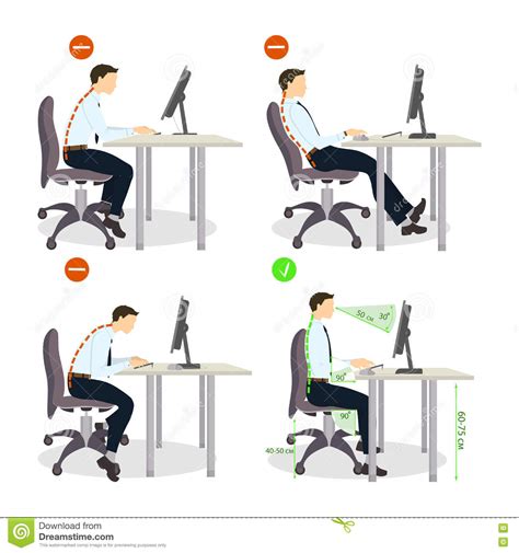 Correct Sitting Posture Vector Infographics Cartoon