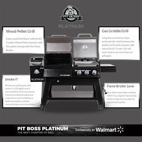 pit boss kc combo platinum series wifi  bluetooth wood pellet  gas grill walmartcom