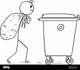 Stick Carry Dumpster Trash Throe Drawing Tasche Tragen Große Müllcontainer sketch template