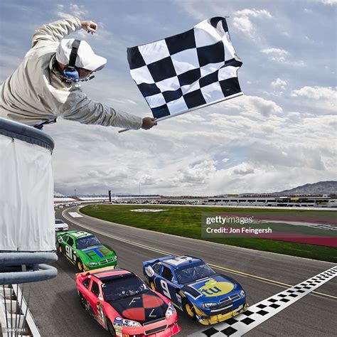 race car crossing  finish  high res stock photo getty images