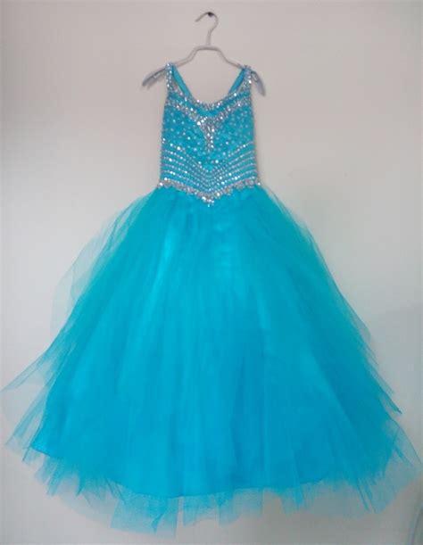 buy sky blue  girls pageant dresses   shipping floor length