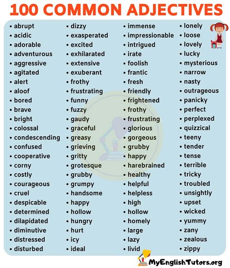 list  adjectives learn   adjectives  english  english tutors