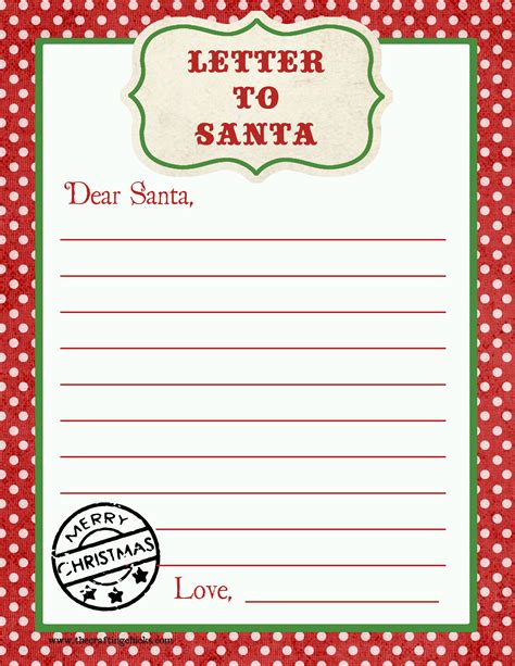 printable template  letter  santa printable templates
