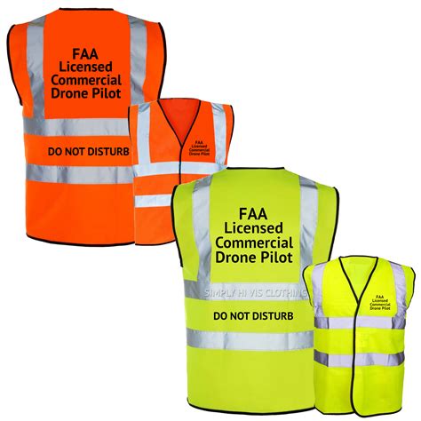 caa drone licensed commercial pilot printed  vis safety vest   waistcoat simply