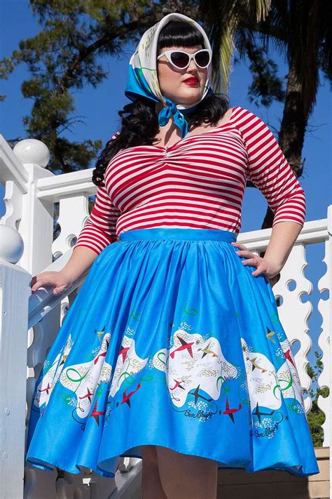 pinup couture jenny 1950 s style skirt in mary blair planes border print pinup girl clothing