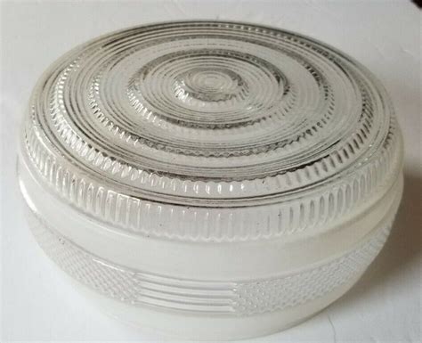 vintage ceiling light cover  clear white glass circular  unbranded traditional