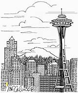 Skyline City Seattle Coloring Pages York Drawing Divyajanani Washington sketch template