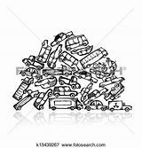 Clipart Pile Scrap Junkyard Cars Metal Different Clip Vector Drawing Junk Drawings Cliparts Stock Clipground Piled Royalty Shutterstock sketch template