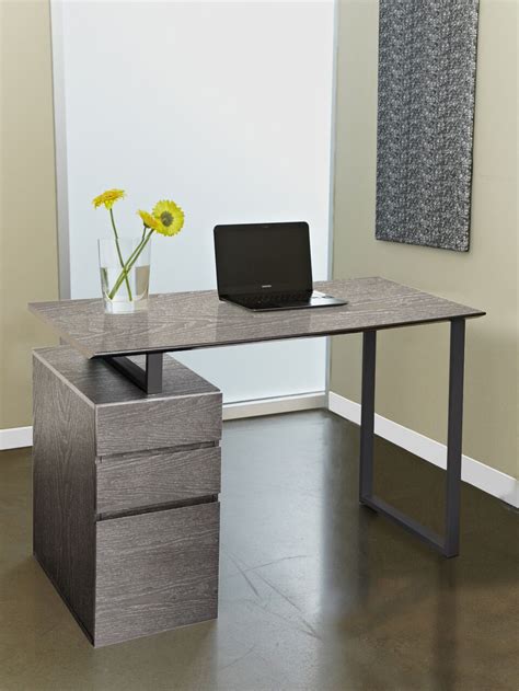 modern grey desk  integrated drawers officedeskcom