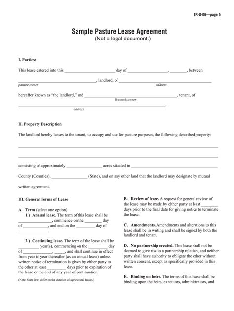 pasture lease agreement texas form fill   sign printable