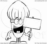 Paintbrush Mascot Holding Sign Coloring Clipart Cartoon Thoman Cory Outlined Vector sketch template
