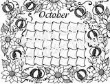 Calendar October Coloring Doodled sketch template