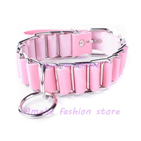 Pink Sexy Collar Ring Pu Leather Slave Sex Toys For Women In Adult