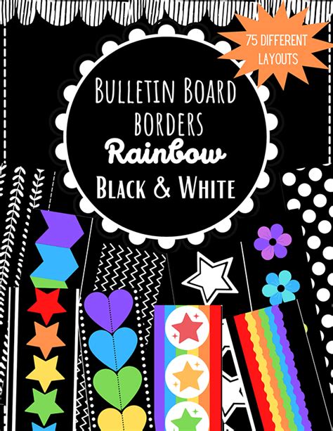 bulletin board borders set rainbow black white learning attic