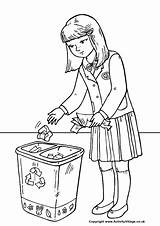 Coloring Bin Litter Throw Colouring Pages School Rules Girl Recycle Sheets Place Make Children Better Daisy Color Simple Activity Printable sketch template