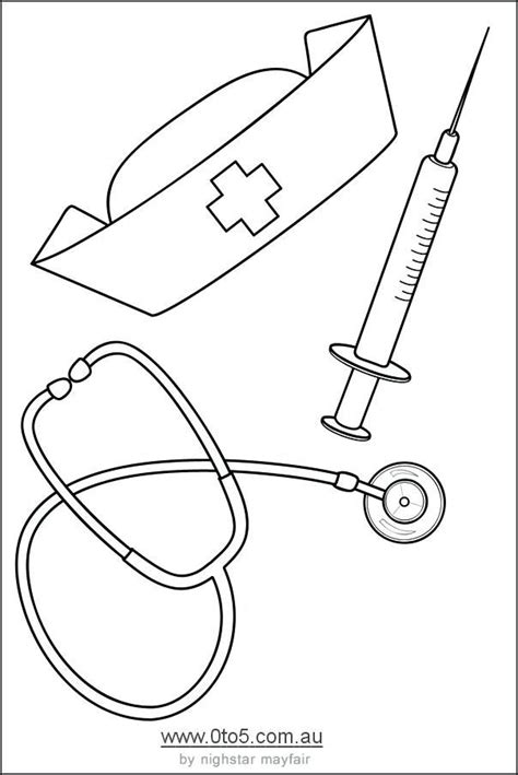 nursing hat  stethoscope coloring page google search nurse