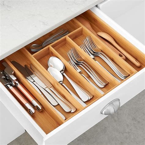 amazon basics bamboo expandable kitchen utensils drawer organizer goods