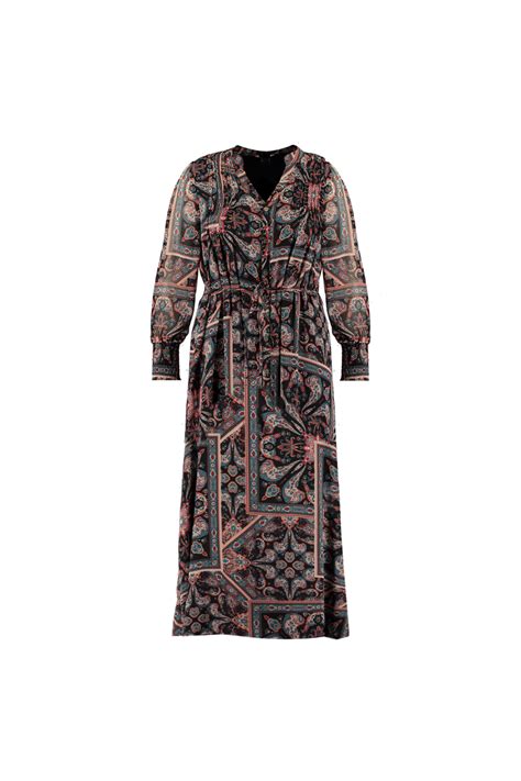 dames midi jurk met paisley print bij ms mode