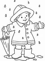 Coloring Kids Rainy Children Pages sketch template