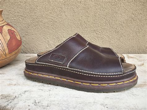 vintage dr martens slip  sandals womens uk size   size  brown leather   england