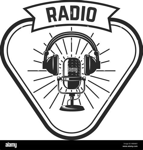 radio emblem template  retro microphone design element  logo