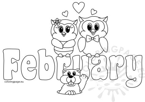 clipart month  february text coloring page