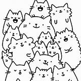 Kawaii Cat Coloring Pages Doodle Cute Cats Book Getdrawings sketch template