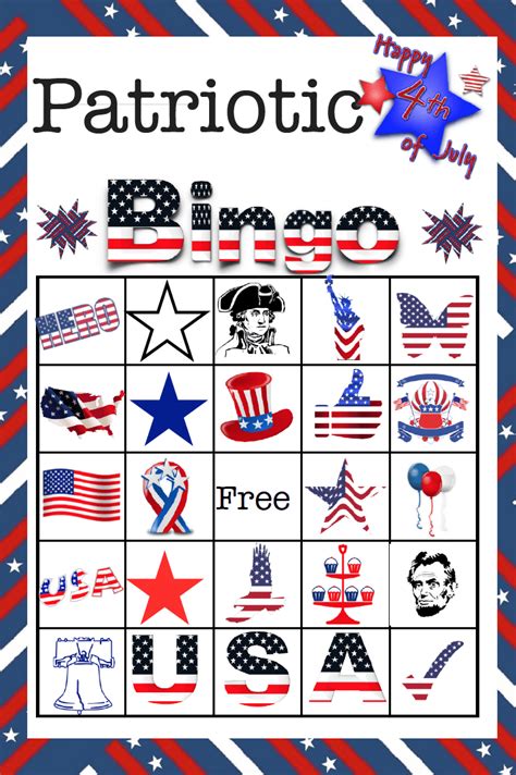 printable   july patriotic bingo