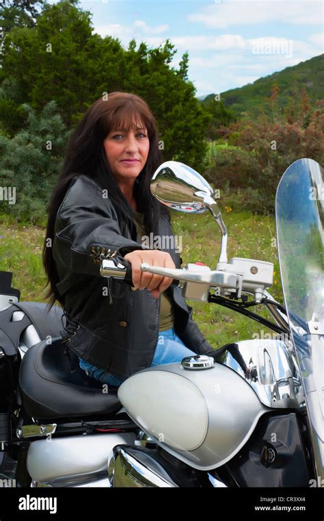 biker lady portrait of a mature native american woman in leather