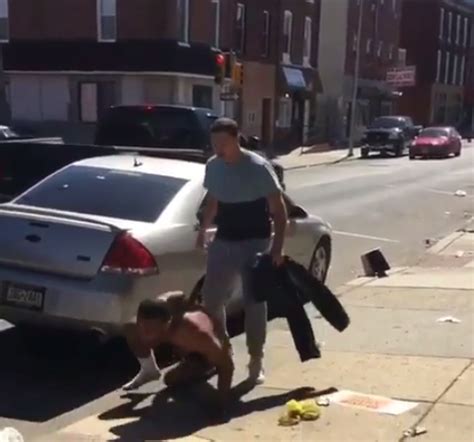Man Chases Another Naked Man Into The Streets After