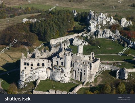aerial view   castle ruins stock photo  shutterstock