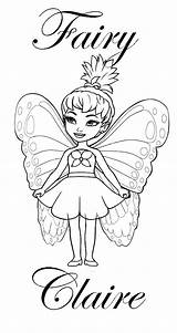 Coloring Fairy Pages Claire Princess Name Email sketch template