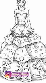 Coloring Pages Fashion Girly Girl Model Dress Colouring Girls Adult Kids Printable Sketches Visit Adults Clothes Outline Sheet Doaa Moaz sketch template